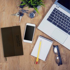 Ежедневник датированный 2026 А5 138x213мм BRAUBERG Towny, под кожу, клапан, коричневый, 117041