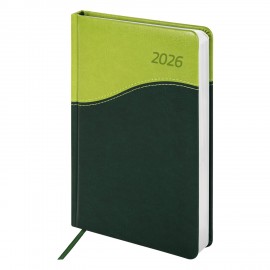 Ежедневник датированный 2026 А5 138x213мм BRAUBERG Bond, под кожу, зеленый/салатовый, 117043