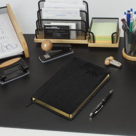 Ежедневник датированный 2026 А5 138x213мм BRAUBERG Cayman, под кожу, черный, 117047