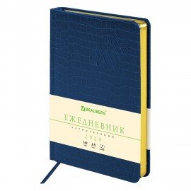 Ежедневник датированный 2026 А5 138x213мм BRAUBERG Comodo, под кожу, синий, 117050