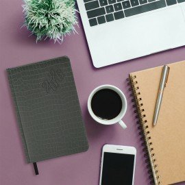 Ежедневник датированный 2026 А5 138x213мм BRAUBERG Comodo, под кожу, серый, 117052