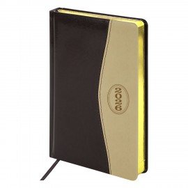 Ежедневник датированный 2026 А5 138x213мм BRAUBERG De Luxe, под кожу, коричневый/бежевый, 117053