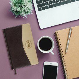 Ежедневник датированный 2026 А5 138x213мм BRAUBERG De Luxe, под кожу, коричневый/бежевый, 117053