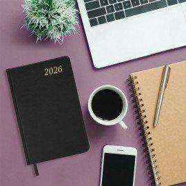 Ежедневник датированный 2026 А5 138x213мм BRAUBERG Iguana, под кожу, черный, 117054