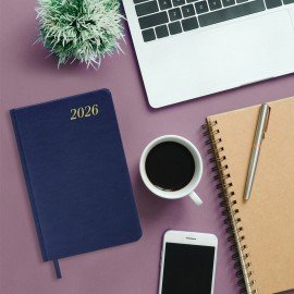 Ежедневник датированный 2026 А5 138x213мм BRAUBERG Iguana, под кожу, синий, 117056