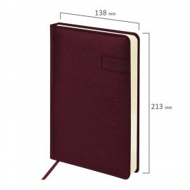 Ежедневник датированный 2026 А5 138x213мм BRAUBERG Imperial, под кожу, бордо, 117060