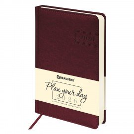 Ежедневник датированный 2026 А5 138x213мм BRAUBERG Imperial, под кожу, бордо, 117060