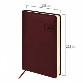 Ежедневник датированный 2026 А5 138x213мм BRAUBERG Imperial, под кожу, коричневый, 117061