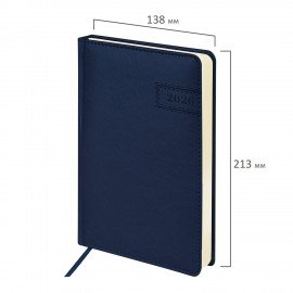 Ежедневник датированный 2026 А5 138x213мм BRAUBERG Imperial, под кожу, синий, 117062