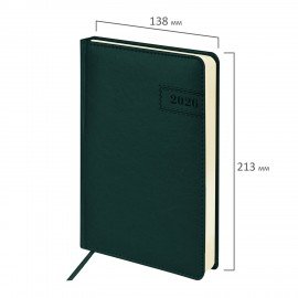 Ежедневник датированный 2026 А5 138x213мм BRAUBERG Imperial, под кожу, темно-зеленый, 117066