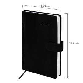 Ежедневник датированный 2026 А5 138x213мм BRAUBERG Legend, под кожу, застежка, черный, 117070