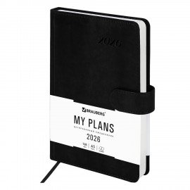 Ежедневник датированный 2026 А5 138x213мм BRAUBERG Legend, под кожу, застежка, черный, 117070