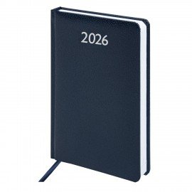 Ежедневник датированный 2026 А5 138x213мм BRAUBERG Profile, балакрон, синий, 117073