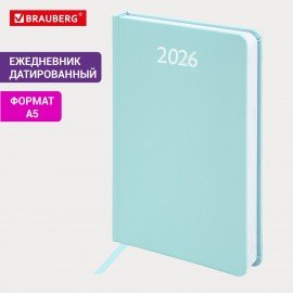 Ежедневник датированный 2026 А5 138x213мм BRAUBERG Profile, балакрон, мятный, 117074