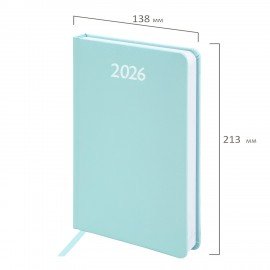 Ежедневник датированный 2026 А5 138x213мм BRAUBERG Profile, балакрон, мятный, 117074