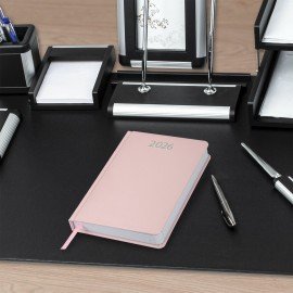 Ежедневник датированный 2026 А5 138x213мм BRAUBERG Profile, балакрон, светло-розовый, 117075