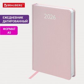 Ежедневник датированный 2026 А5 138x213мм BRAUBERG Profile, балакрон, светло-розовый, 117075