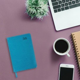 Ежедневник датированный 2026 А5 138x213мм BRAUBERG Rainbow, под кожу, бирюзовый, 117076