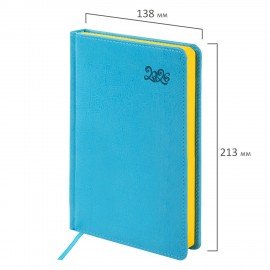 Ежедневник датированный 2026 А5 138x213мм BRAUBERG Rainbow, под кожу, бирюзовый, 117076