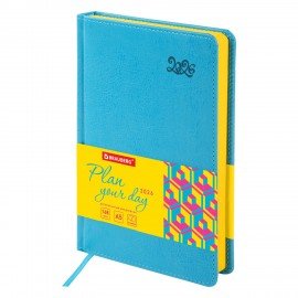 Ежедневник датированный 2026 А5 138x213мм BRAUBERG Rainbow, под кожу, бирюзовый, 117076