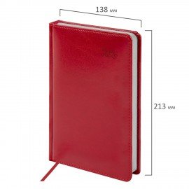Ежедневник датированный 2026 А5 138x213мм BRAUBERG Rainbow, под кожу, красный, 117077