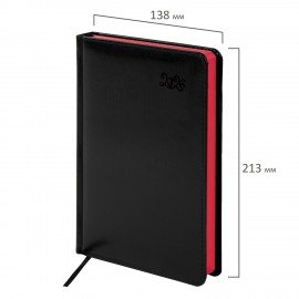 Ежедневник датированный 2026 А5 138x213мм BRAUBERG Rainbow, под кожу, черный, 117079