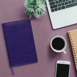 Ежедневник датированный 2026 А5 138x213мм BRAUBERG Rainbow, под кожу, сиреневый, 117080