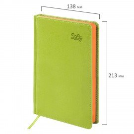 Ежедневник датированный 2026 А5 138x213мм BRAUBERG Rainbow, под кожу, зеленый, 117081