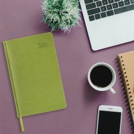 Ежедневник датированный 2026 А5 138x213мм BRAUBERG Rainbow, под кожу, зеленый, 117081