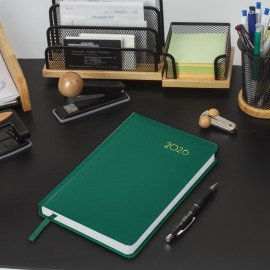 Ежедневник датированный 2026 А5 138x213мм BRAUBERG Select, балакрон, зеленый, 117083