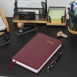 Ежедневник датированный 2026 А5 138x213мм BRAUBERG Select, балакрон, бордовый, 117084