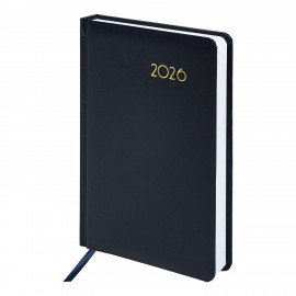 Ежедневник датированный 2026 А5 138x213мм BRAUBERG Select, балакрон, темно-синий, 117085