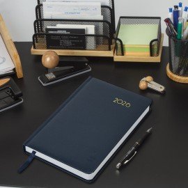 Ежедневник датированный 2026 А5 138x213мм BRAUBERG Select, балакрон, темно-синий, 117085