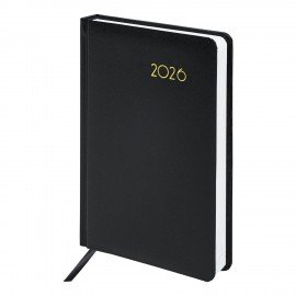 Ежедневник датированный 2026 А5 138x213мм BRAUBERG Select, балакрон, черный, 117086
