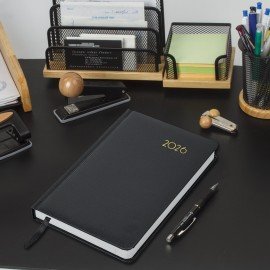 Ежедневник датированный 2026 А5 138x213мм BRAUBERG Select, балакрон, черный, 117086