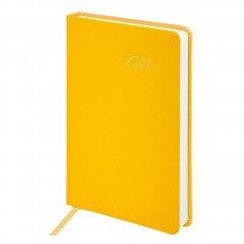 Ежедневник датированный 2026 А5 138x213мм BRAUBERG Select, балакрон, желтый, 117088