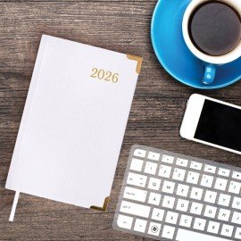 Ежедневник датированный 2026 А5 138x213мм BRAUBERG Senator, под кожу, белый, 117095