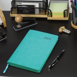Ежедневник датированный 2026 А5 138x213мм BRAUBERG Stylish, под кожу гибкий, бирюзовый, 117098