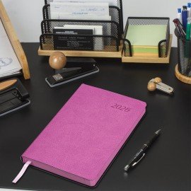 Ежедневник датированный 2026 А5 138x213мм BRAUBERG Stylish, под кожу гибкий, розовый, 117099