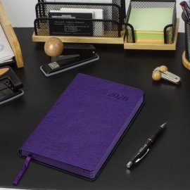 Ежедневник датированный 2026 А5 138x213мм BRAUBERG Stylish, под кожу гибкий, фиолетовый, 117100