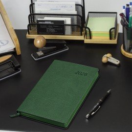 Ежедневник датированный 2026 А5 138x213мм BRAUBERG Stylish, под кожу гибкий, зеленый, 117102