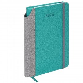 Ежедневник датированный 2026 А5 138x213мм BRAUBERG Mosaic, под кожу, держатель для ручки, бирюза, 117110