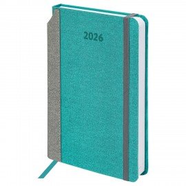 Ежедневник датированный 2026 А5 138x213мм BRAUBERG Mosaic, под кожу, держатель для ручки, бирюза, 117110