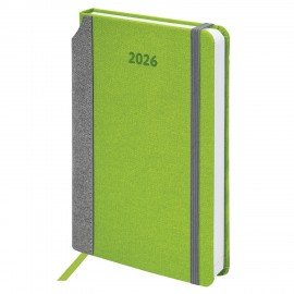 Ежедневник датированный 2026 А5 138x213мм BRAUBERG Mosaic, под кожу, карман для ручки, зеленый, 117111