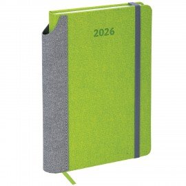 Ежедневник датированный 2026 А5 138x213мм BRAUBERG Mosaic, под кожу, карман для ручки, зеленый, 117111