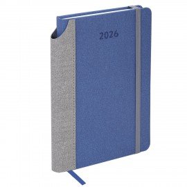 Ежедневник датированный 2026 А5 138x213мм BRAUBERG Mosaic, под кожу, карман для ручки, синий, 117112