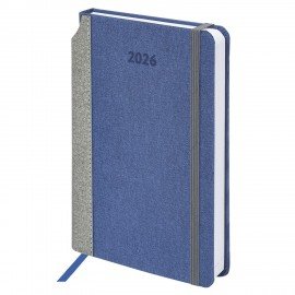 Ежедневник датированный 2026 А5 138x213мм BRAUBERG Mosaic, под кожу, карман для ручки, синий, 117112