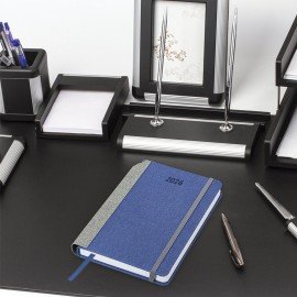 Ежедневник датированный 2026 А5 138x213мм BRAUBERG Mosaic, под кожу, карман для ручки, синий, 117112