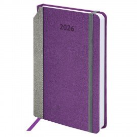 Ежедневник датированный 2026 А5 138x213мм BRAUBERG Mosaic, под кожу, карман для ручки, фиолетовый, 117113