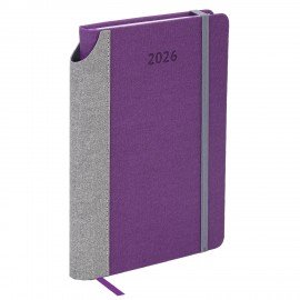 Ежедневник датированный 2026 А5 138x213мм BRAUBERG Mosaic, под кожу, карман для ручки, фиолетовый, 117113